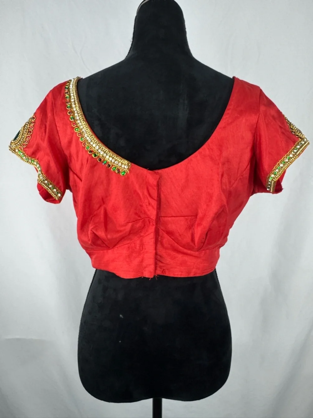 Handmade Indian Bridal Blouse with Hand Stitched Embroidery and Beading - Picture 3 of 5